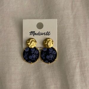 Brand new Madewell post statement earrings. Gold and blue